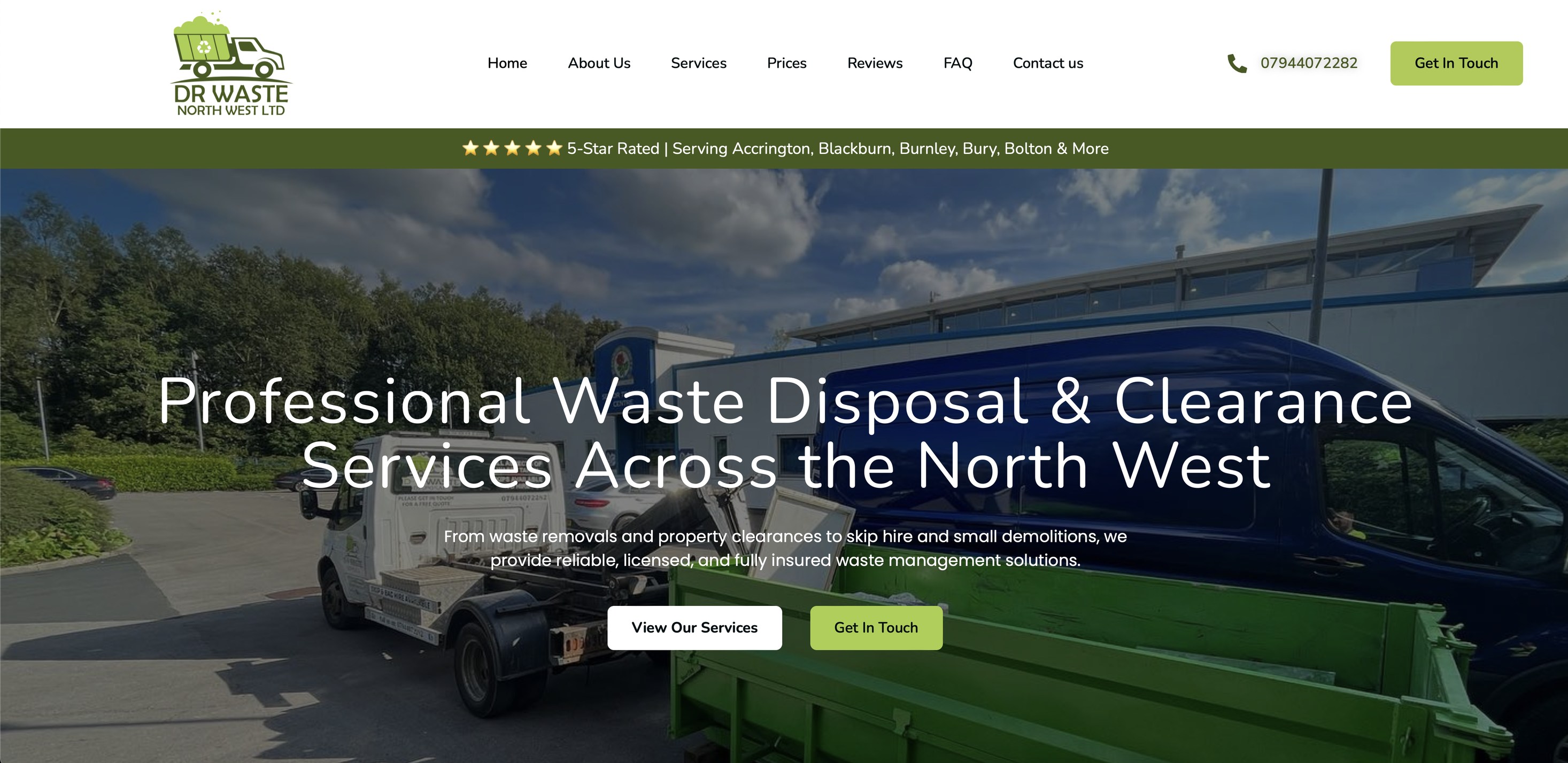 DR Waste North West website built by High Like